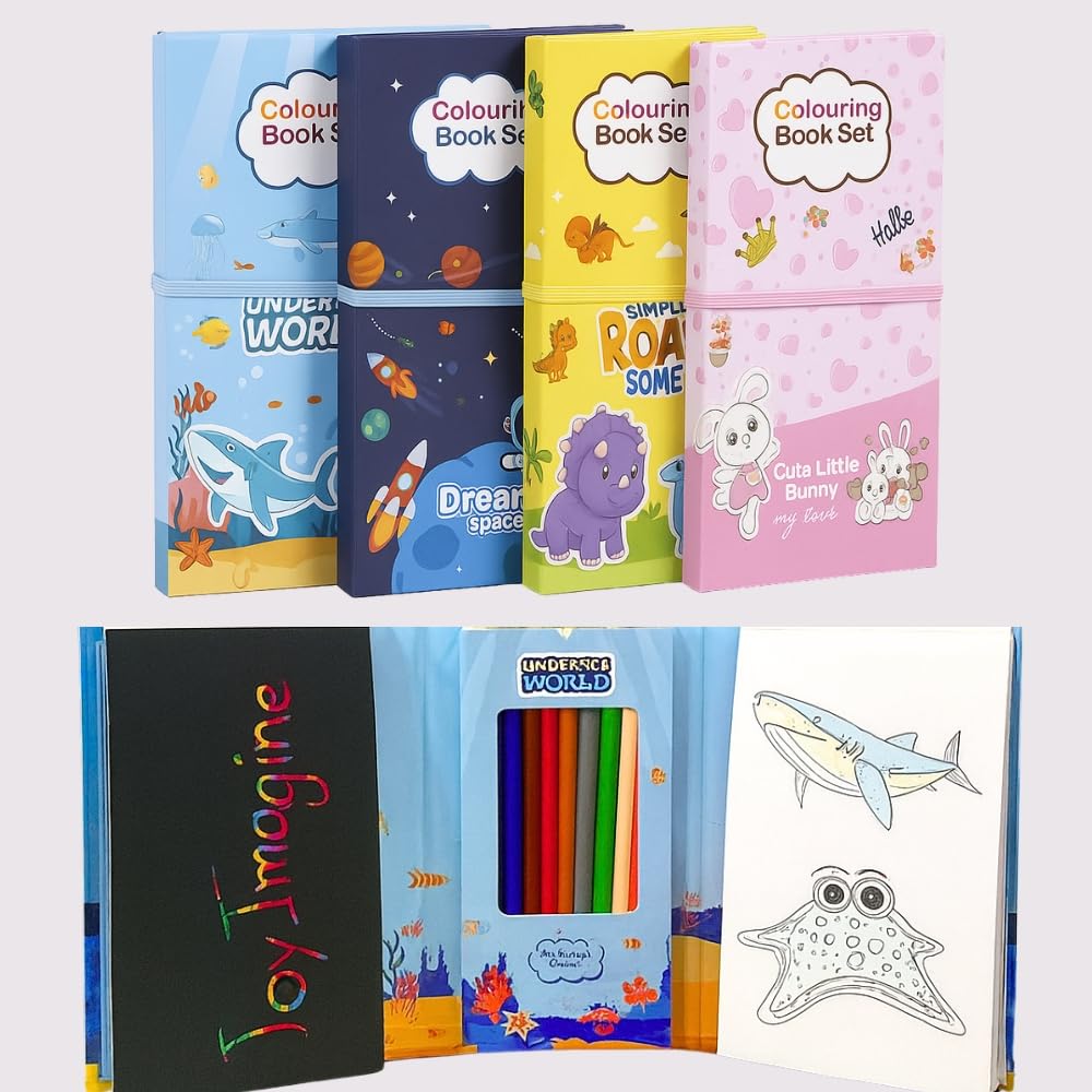 3 in 1 Color, Scratch and Image Book with color pencil Kit - Any 1