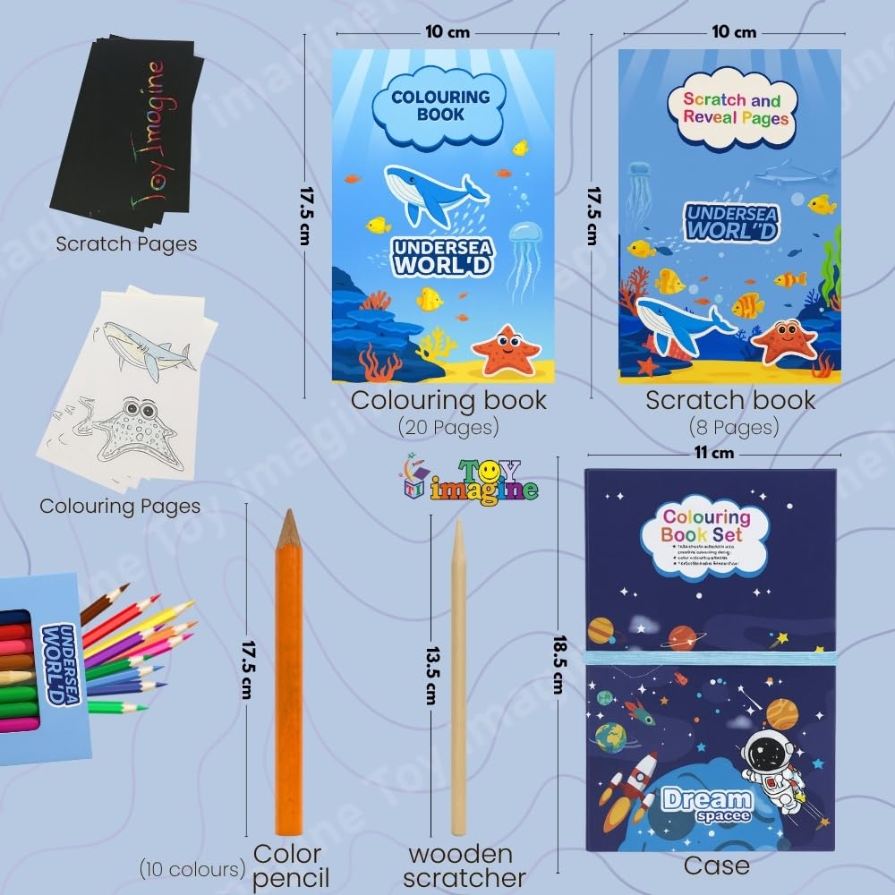 3 in 1 Color, Scratch and Image Book with color pencil Kit - Any 1