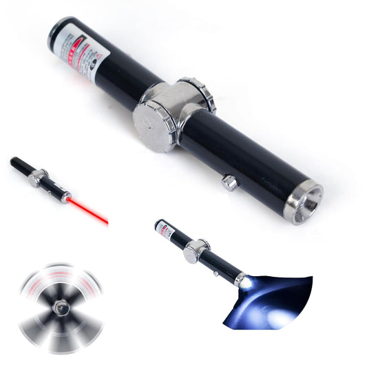 Black laser pointer with attachments on a white background