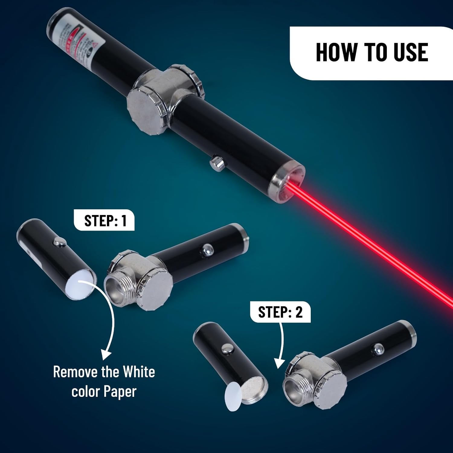 Instructions on how to use a laser pointer with a blue background