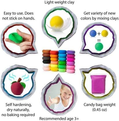 12 In 1 Soft Clay For Kids - DIY Air dry clay with tools