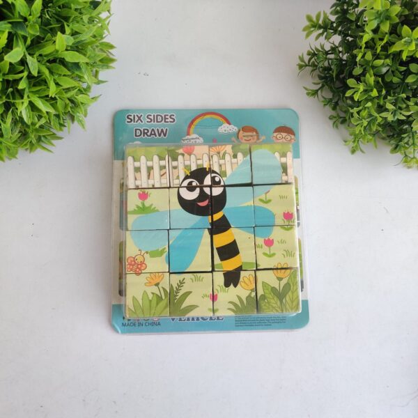4*4 wooden 6 side puzzle - 6 different puzzles in 1 pack