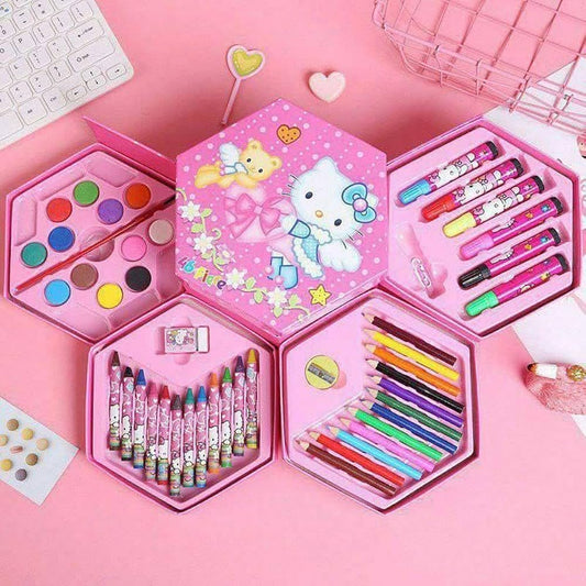 46-Piece Drawing Art Set for Kids – Watercolor Pencils, Crayons, Sketch Pens – Perfect for Birthday Return Gifts