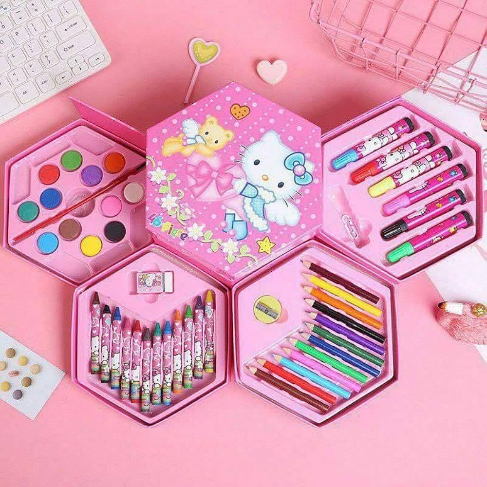 46-Piece Drawing Art Set for Kids – Watercolor Pencils, Crayons, Sketch Pens – Perfect for Birthday Return Gifts