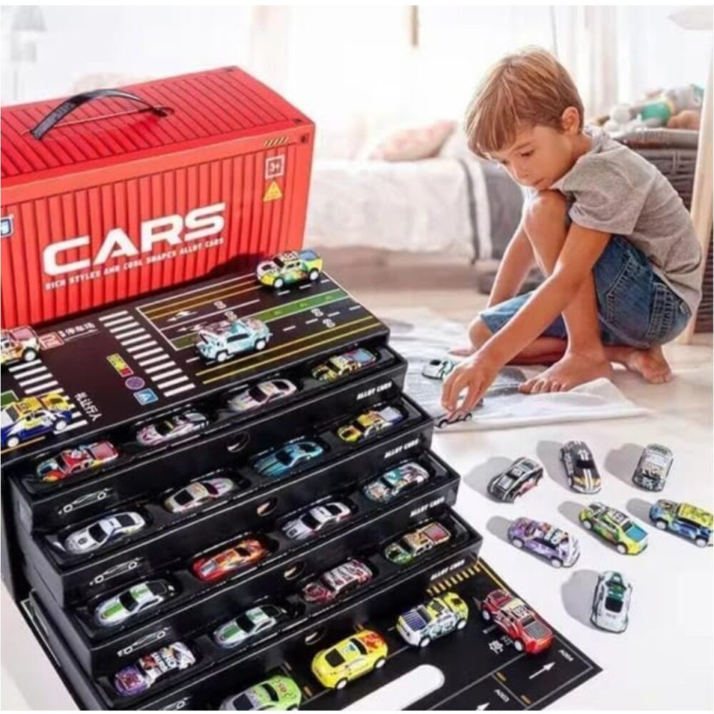 Premium Quality container 48 Piece Mini Pull Back Alloy Cars With Container for Kids - Friction Power