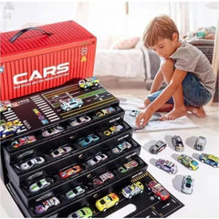 48 Piece Mini Pull Back Alloy Cars With Container for Kids - Friction Power