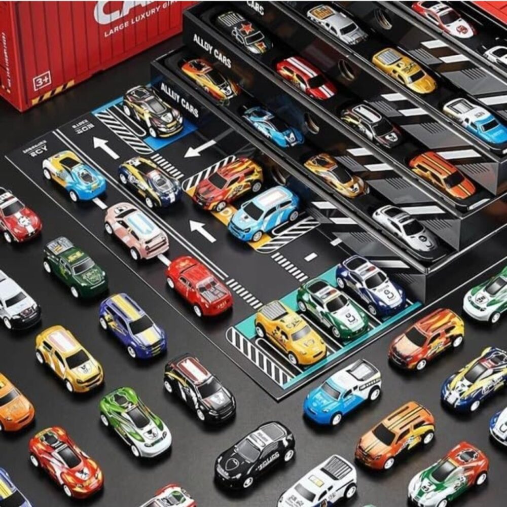 Premium Quality container 48 Piece Mini Pull Back Alloy Cars With Container for Kids - Friction Power