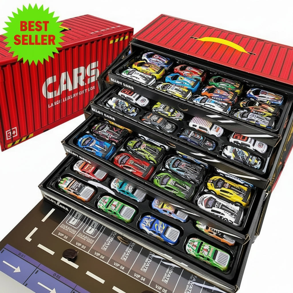 Premium Quality container 48 Piece Mini Pull Back Alloy Cars With Container for Kids - Friction Power