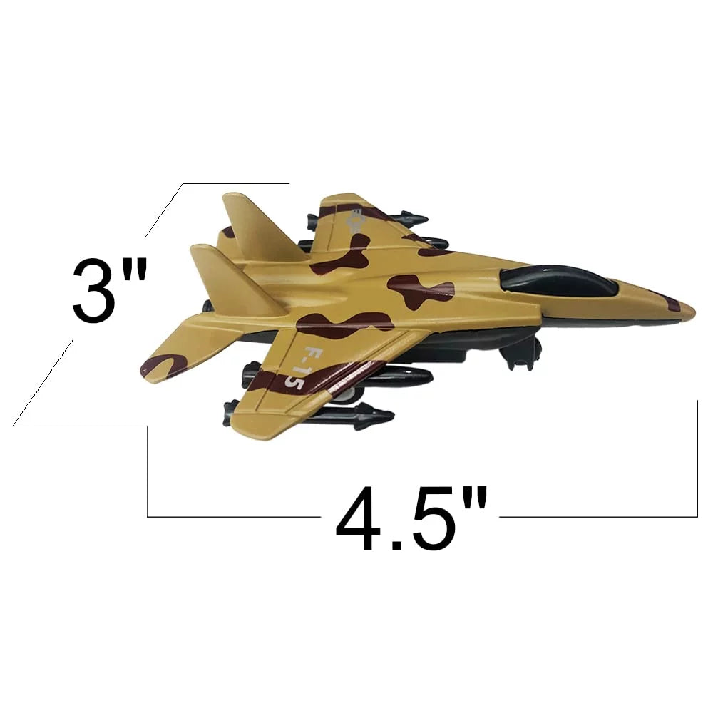 4 Pieces Aircraft Set Die Cast Metal Pull Back Alloy Plane Fighter Jet - Multicolor