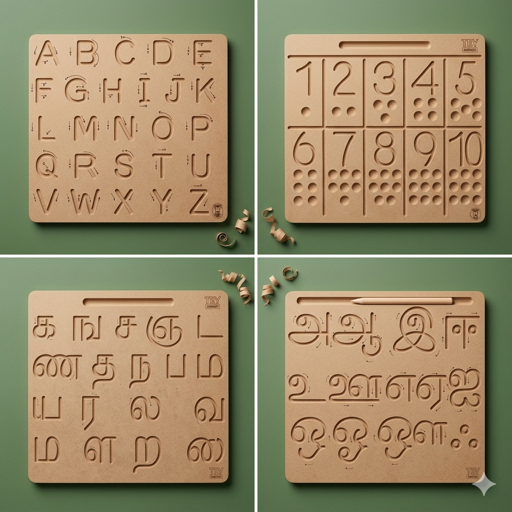 4 in 1 Tracing Board combo - English , Tamil and numbers