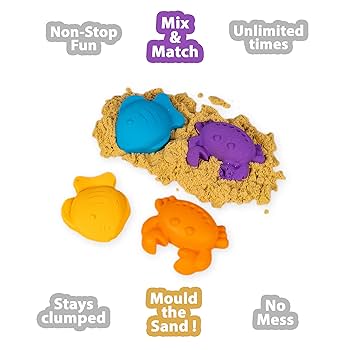 500 Gm Magic Flow Sand Bucket For Kids, Play Sand, Kinetic Sand -Random color Sand -Any 1 Mould