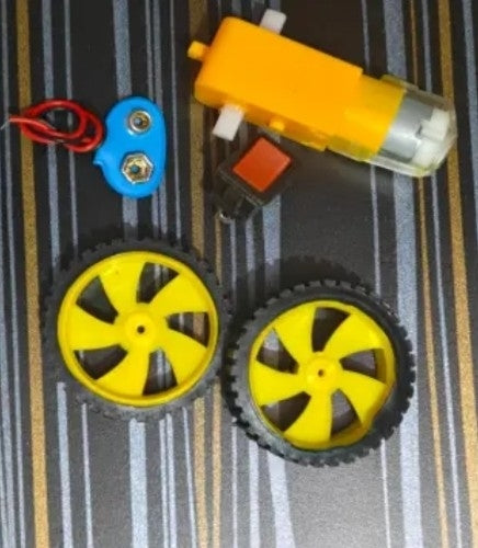 Electron Electricity Science Experiment Project DIY Kit 9V Battery,Clip On Off Switch, Working Models of Science Projects Kits (Motor Wheel Kit) - Without Battery