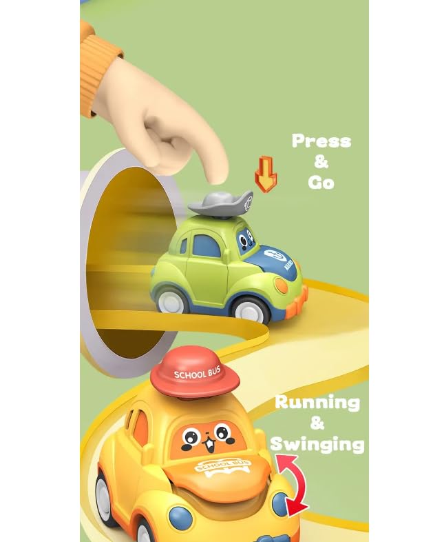 Baby Cartoon Toy Car Mini Press Go Vehicles Inertia Pull Back Cars-Any 1