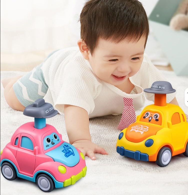 Baby Cartoon Toy Car Mini Press Go Vehicles Inertia Pull Back Cars-Any 1