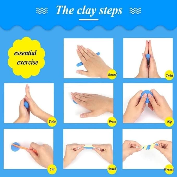 12 In 1 Soft Clay For Kids - DIY Air dry clay with tools