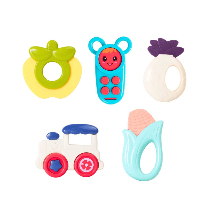 5 Pieces Puzzle Baby Rattle Teether - Multicolor