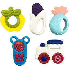5 Pieces Puzzle Baby Rattle Teether - Multicolor