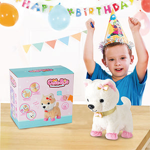 Soft House Puppy Dog That Walks and Barks with Lighting - Battery Operated - Random Colour