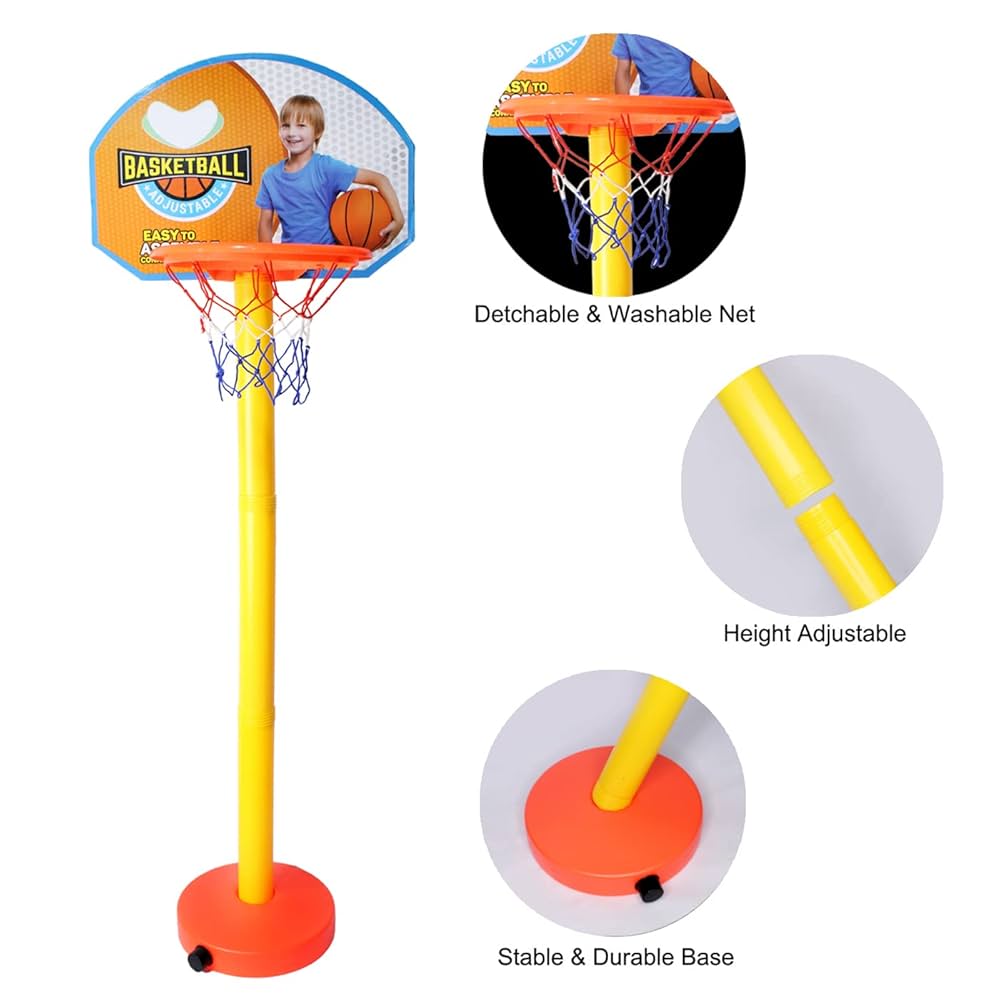 5 level Basket Ball kit Adjustable with Stand for Kids Play Playing Hanging Board, Multicolor