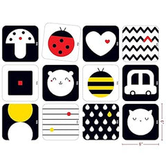 20pcs High Contrast Sensory Flash Cards with 40 Pictures for Babies - 3-6 months