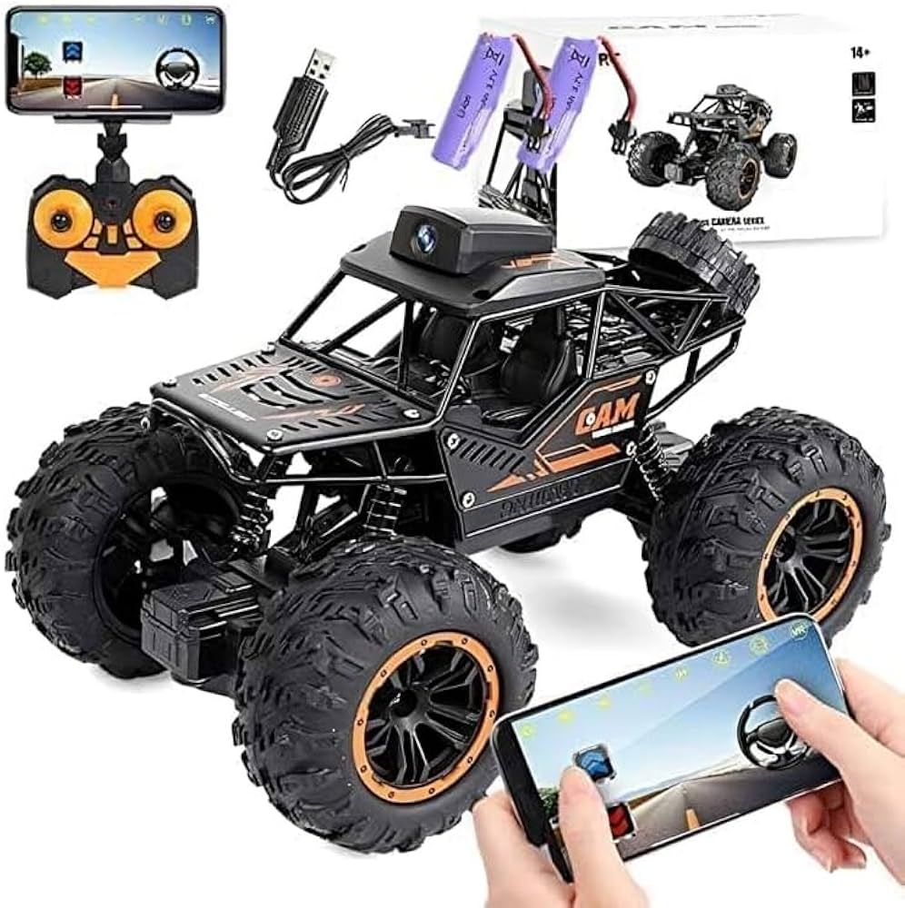 WiFi Camera RC Rock Crawler Car – 1:18 Off-Road Monster Truck with Gravity Sensor & 2.4GHz Remote for Kids & Adults (720P HD FPV)