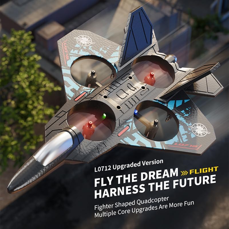 2-in-1 RC Jet Fighter & Mini Quadcopter Drone - 360° Stunt Flip, 2.4GHz Easy-to-Fly Remote Control Plane for Kids & Adults
