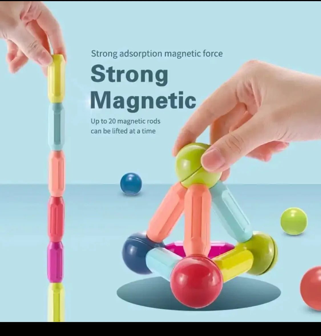 64 Pcs Magnetic Sticks Building Blocks for Kids