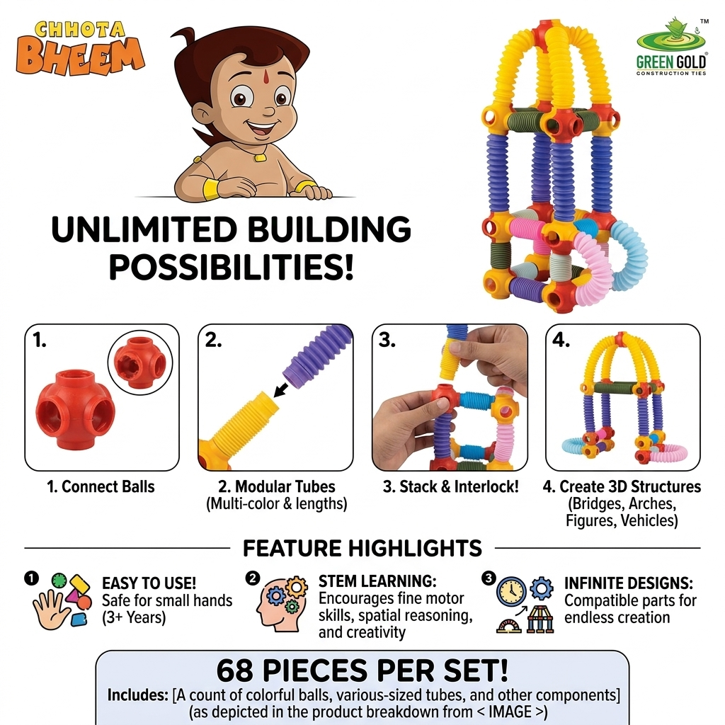 68 Pieces Pop Builder - Pop Tube Building Blocks
