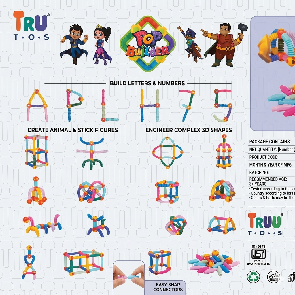 68 Pieces Pop Builder - Pop Tube Building Blocks