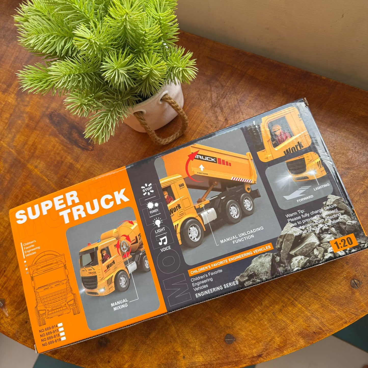 6 Channel Rechargeable Remote Control RC Dumper Dump Truck with Working Head Light, Sound Effect and Demo Mode Construction Truck Toy
