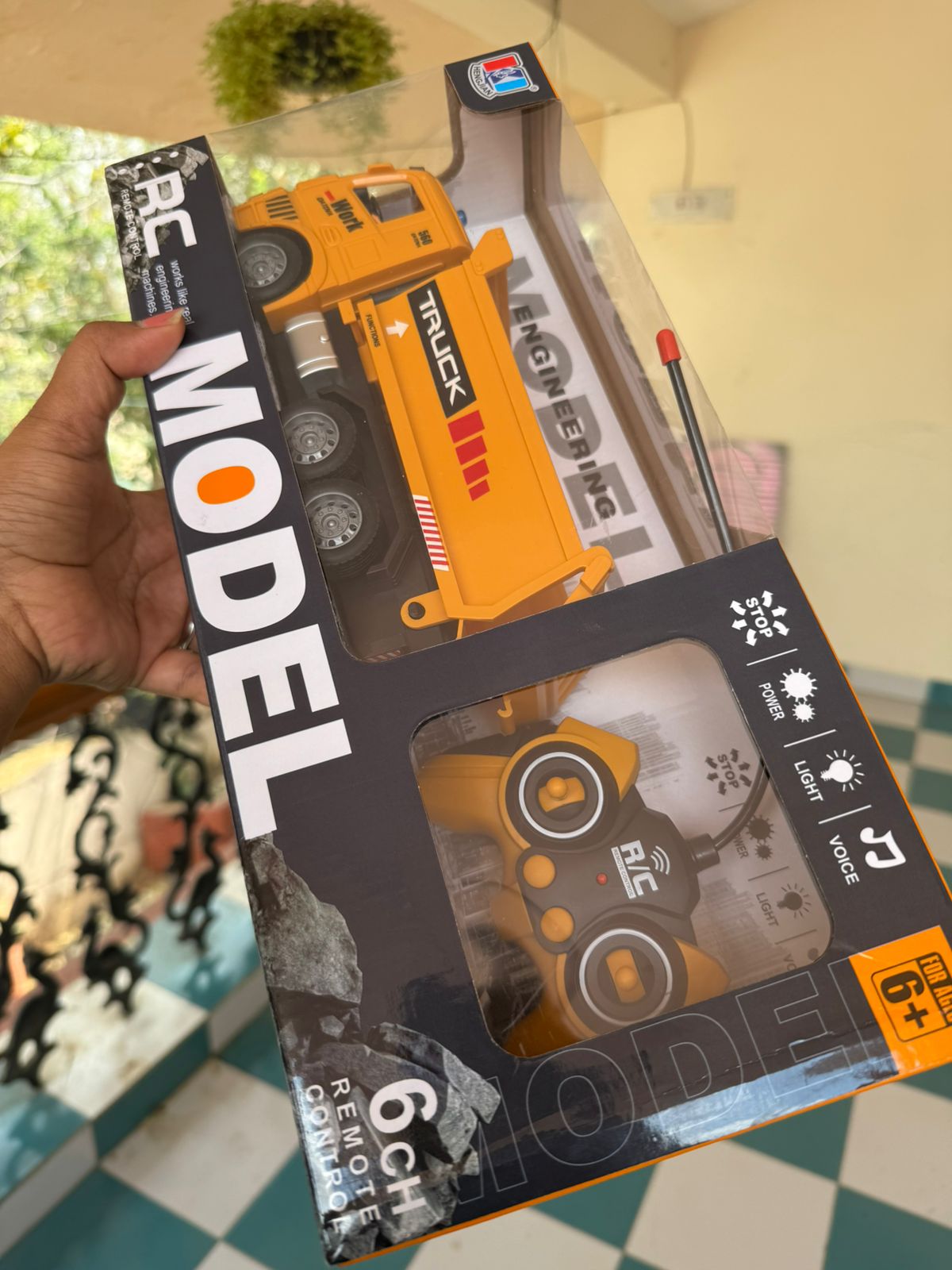 6 Channel Rechargeable Remote Control RC Dumper Dump Truck with Working Head Light, Sound Effect and Demo Mode Construction Truck Toy