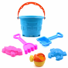 6 Pieces Sand Kit Play Set with Bucket, Shovels & Molds and Summer Fun Creative Activity Playset & Gardening Tool