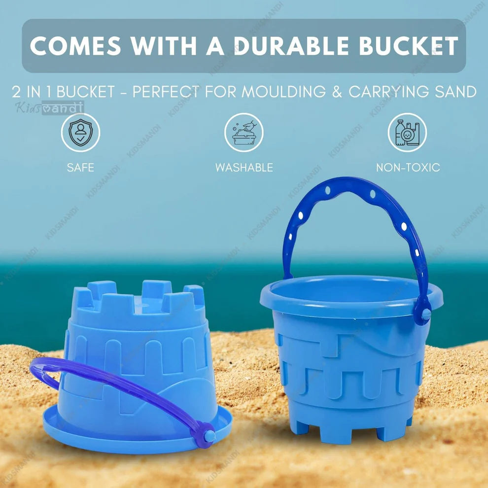 6 Pieces Sand Kit Play Set with Bucket, Shovels & Molds and Summer Fun Creative Activity Playset & Gardening Tool