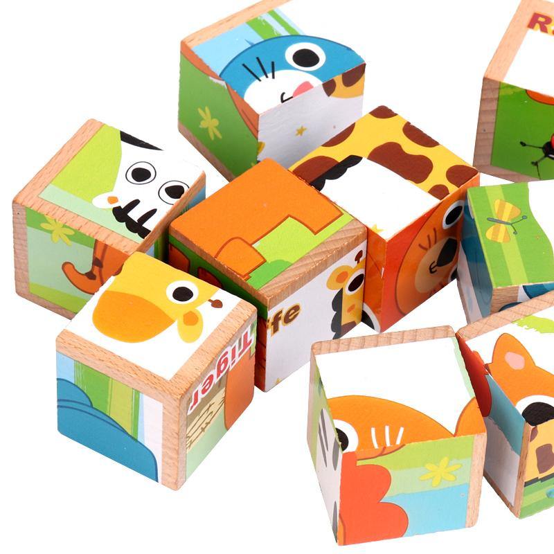 4*4 wooden 6 side puzzle - 6 different puzzles in 1 pack