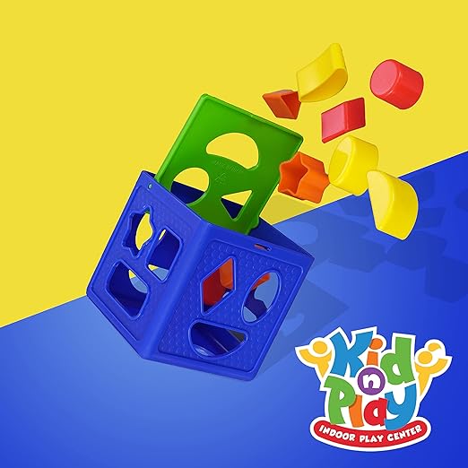 Plastic Geometric Puzzle Stacker Shape Sorter Cube Stacking Set Kids Game