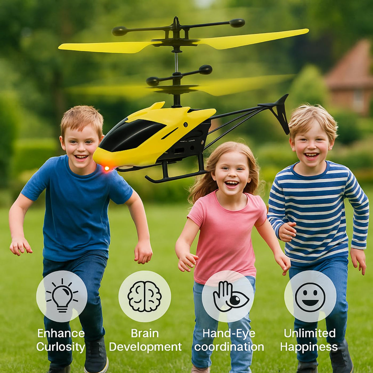 Induction Flying RC Helicopter - Remote Control with Charging Cable
