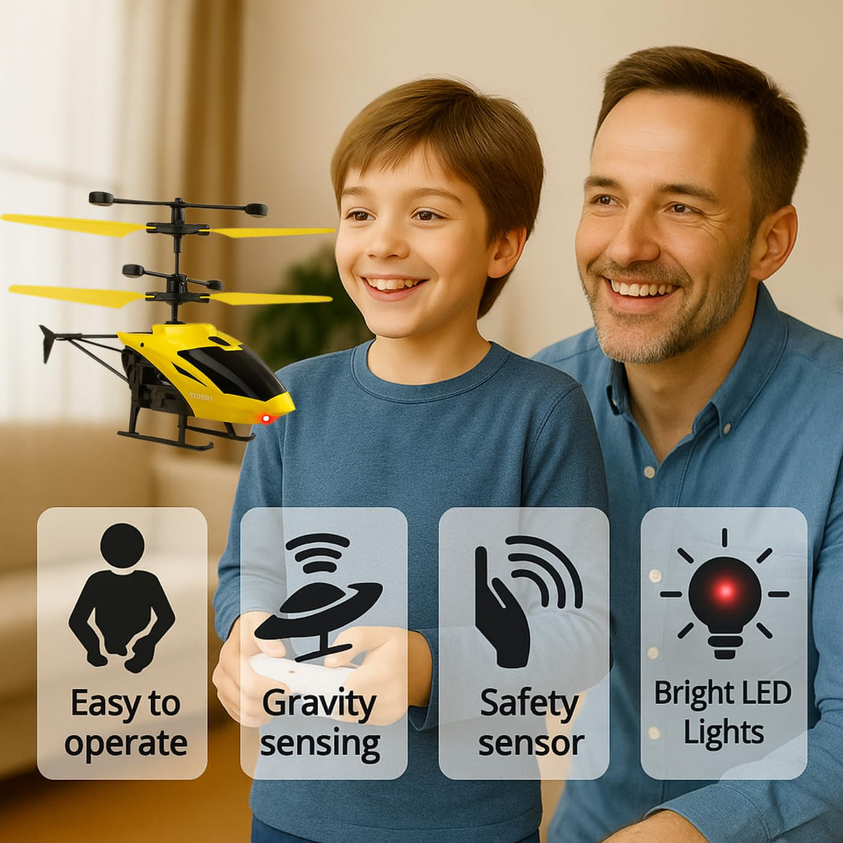 Induction Flying RC Helicopter - Remote Control with Charging Cable