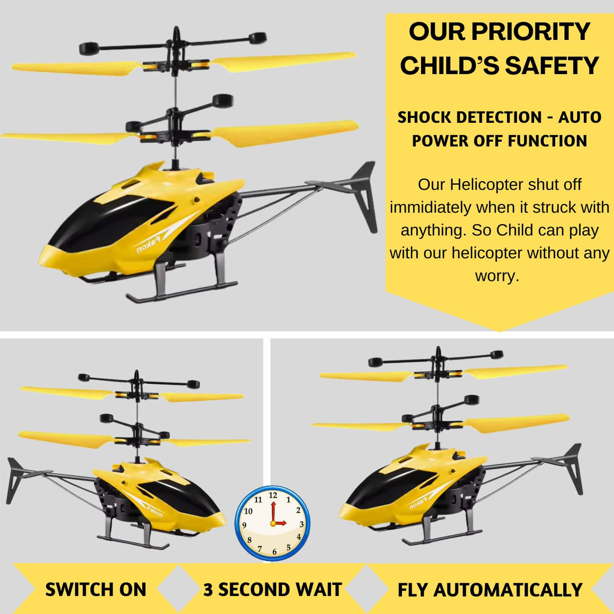 Induction Flying RC Helicopter - Remote Control with Charging Cable