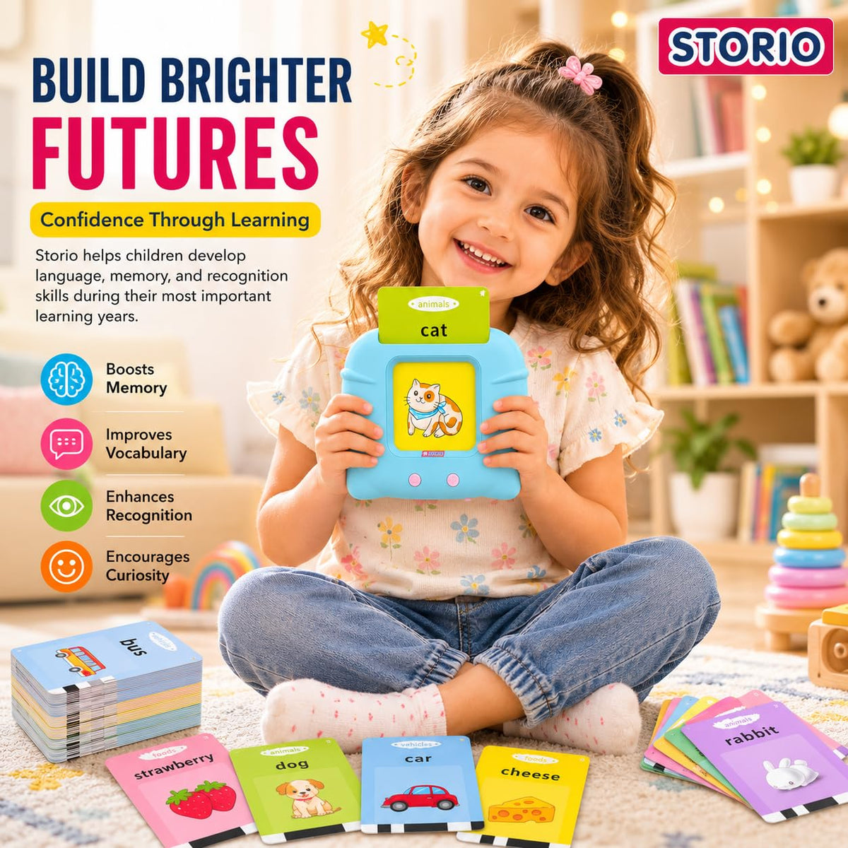 Talking Flash Cards for Kids - Enhance Language Skills with 224 Words