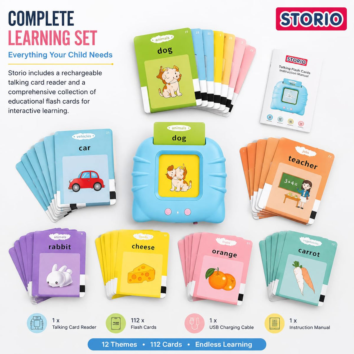 Talking Flash Cards for Kids - Enhance Language Skills with 224 Words