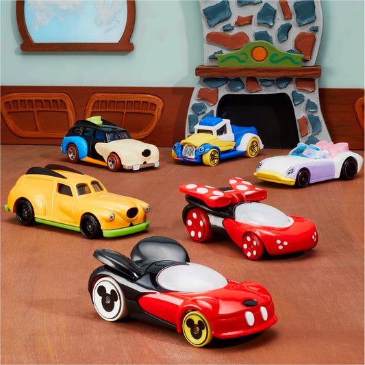 Hot Wheels Character Cars Disney Minnie Mouse,Miickey Mouse,Donald Duck,and Goofy Vehicle
