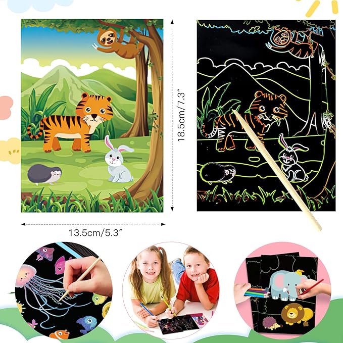 DIY Magic Dual Scratch Paper Art Colouring Book- 1 Book