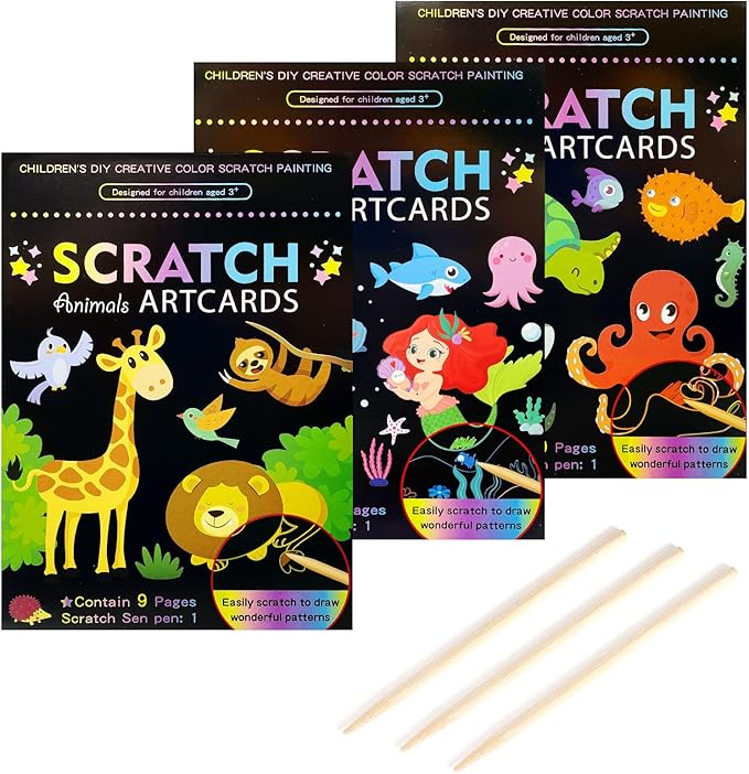 DIY Magic Dual Scratch Paper Art Colouring Book- 1 Book