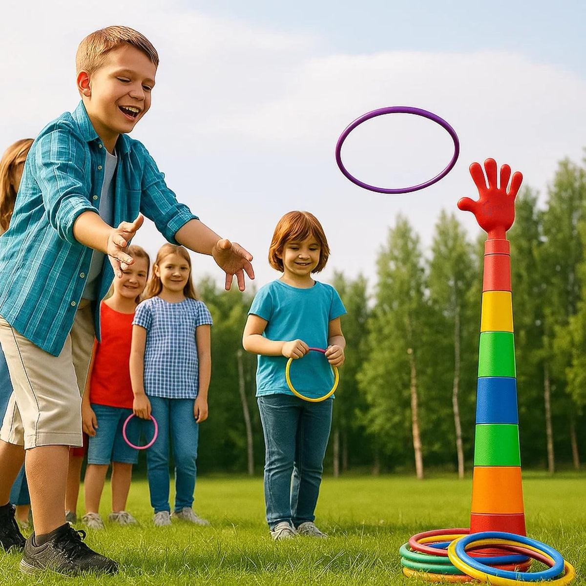Ring Toss Game for Kids, Ring Throwing Game for Single and Group Play