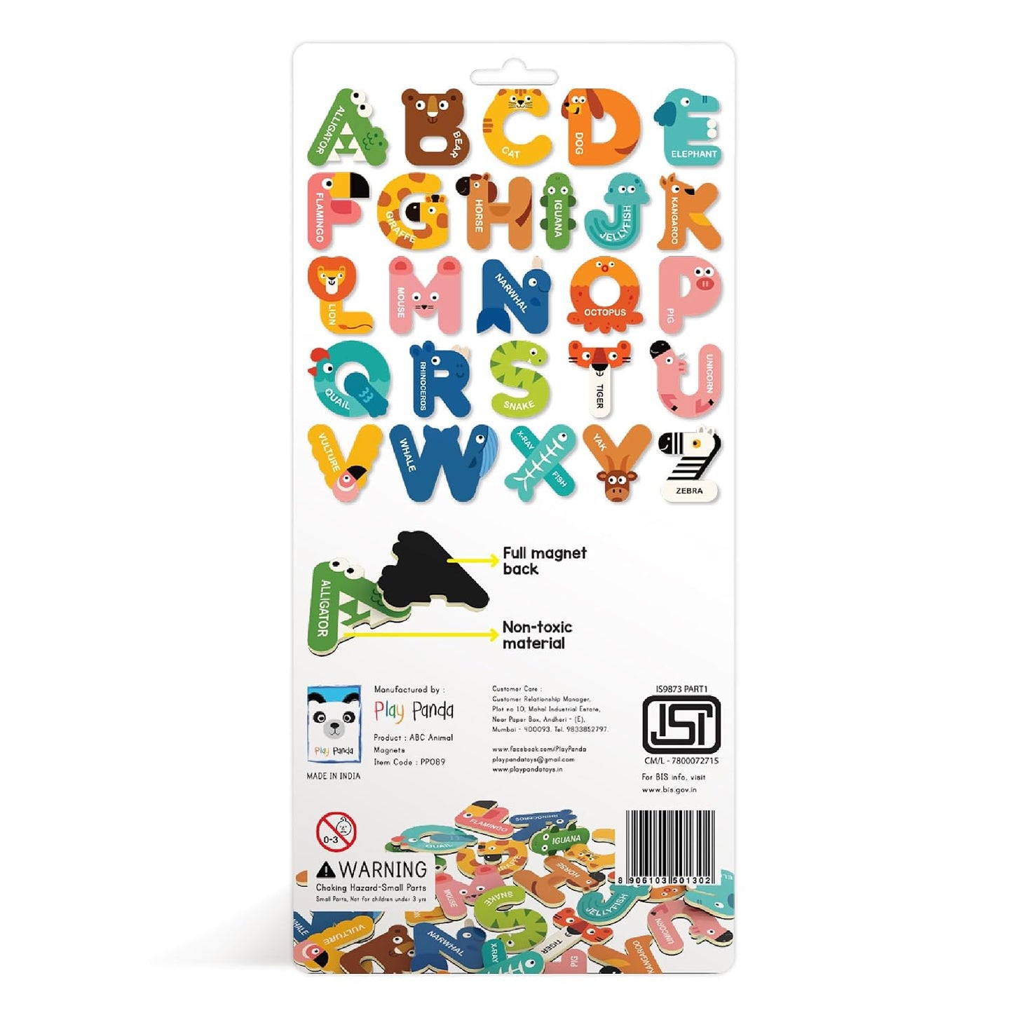 ABC Magnetic Letters Set Animal Theme Alphabet Magnets