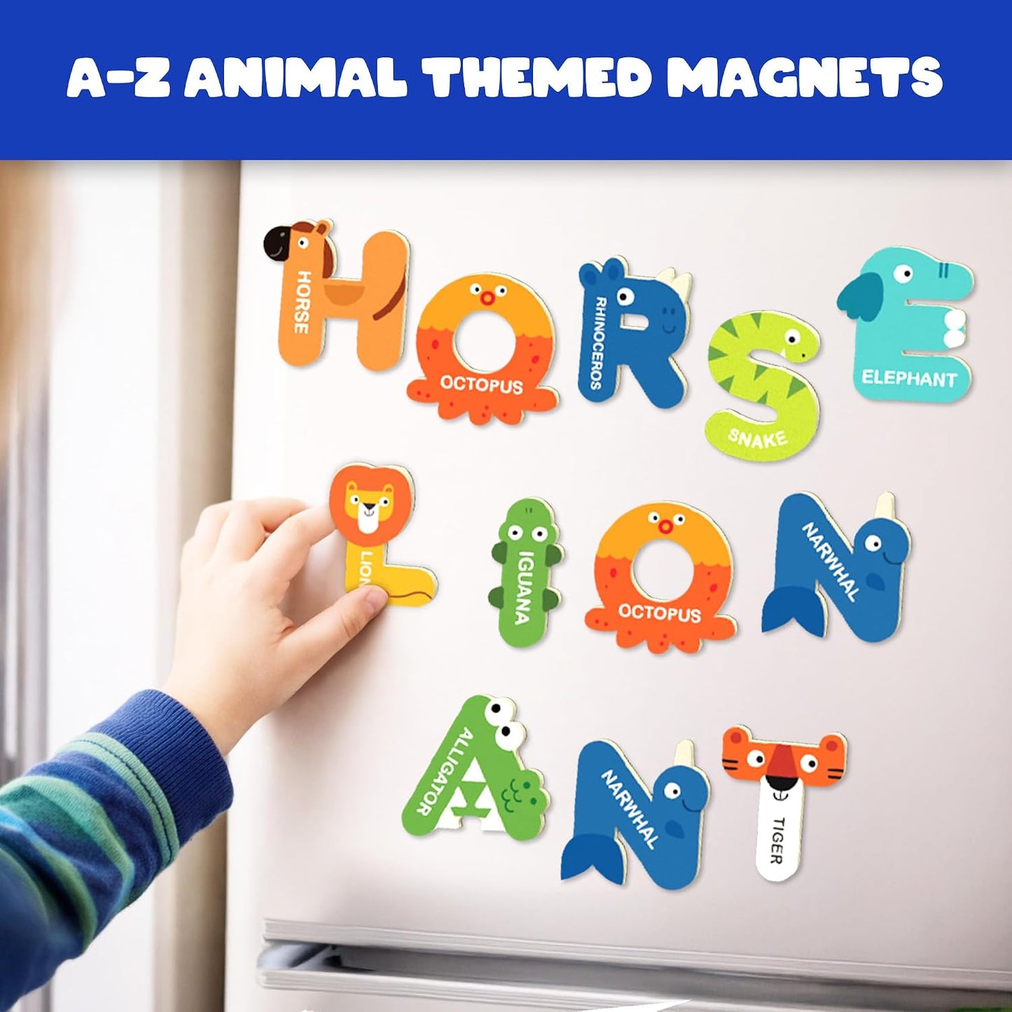 ABC Magnetic Letters Set Animal Theme Alphabet Magnets