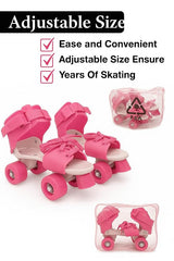Pink - Adjustable Inline Roller Skates for Kids Girls Age 4–12 (Size 5–12 UK)
