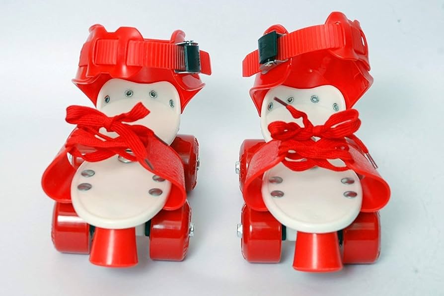 Red - Adjustable Inline Roller Skates for Kids Girls Age 4–12 (Size 5–12 UK)