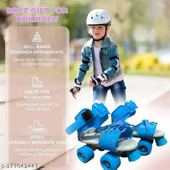 Blue - Adjustable Inline Roller Skates for Kids Girls Age 4–12 (Size 5–12 UK)