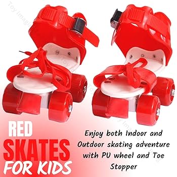 Red - Adjustable Inline Roller Skates for Kids Girls Age 4–12 (Size 5–12 UK)